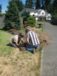 Garand Sprinkler Repair techs fix a bad deliver line